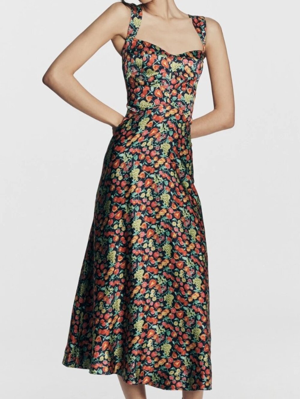 Anthropologie Jocelyn Sleeveless Slip Midi Dress by Maeve, Navy Floral, XL